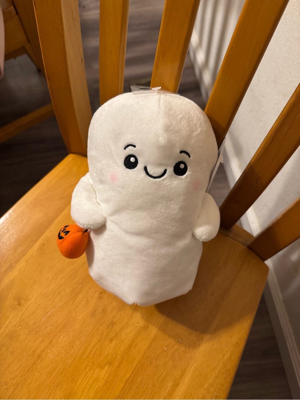 Plush Ghost Toy with Orange Pumpkin Accessory - White- cute!!!